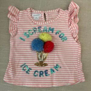 Mud Pie Girls Ice Cream Flutter Sleeve Shirt Sz 12-18M